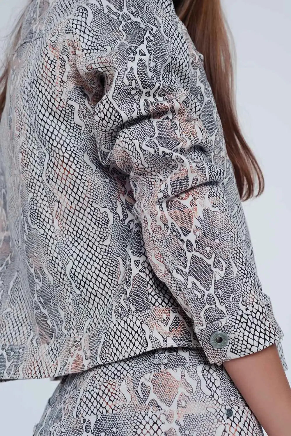 Beige Jacket with Snake Print - Coats and Jackets