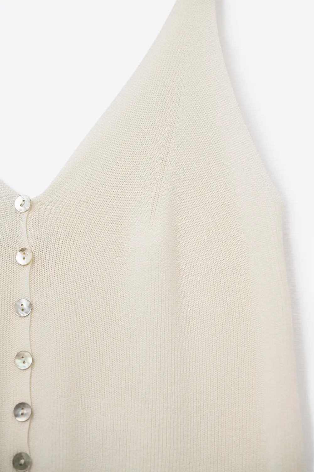 beige Knit Buttoned Crop Top - One Size / Beige - Tops