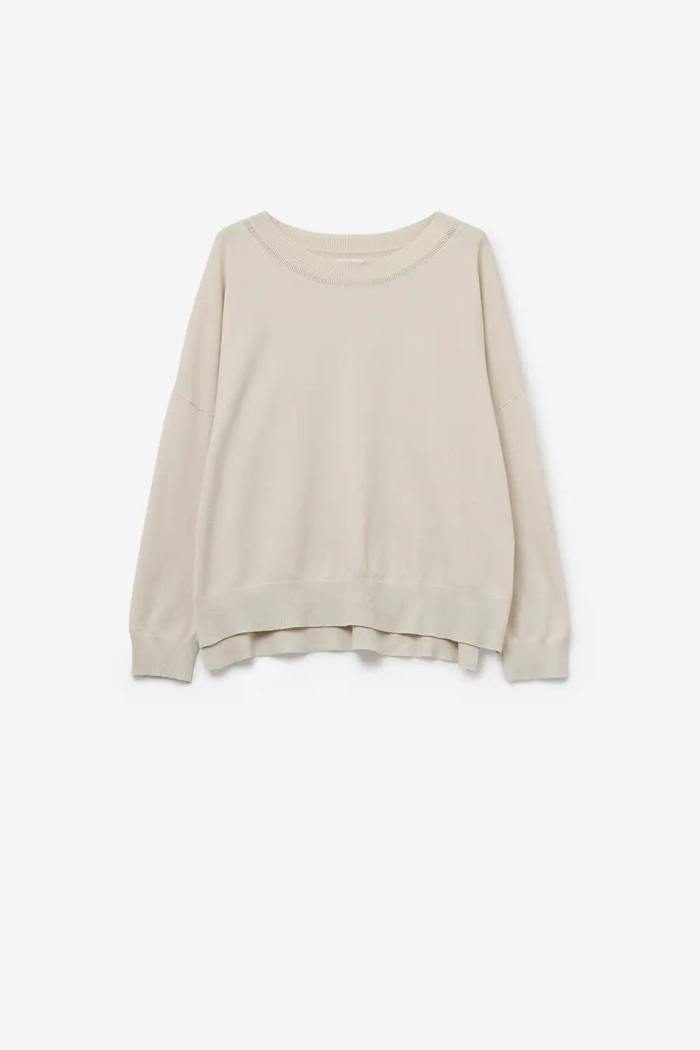 Q2 Beige knit sweater with mesh collar detail