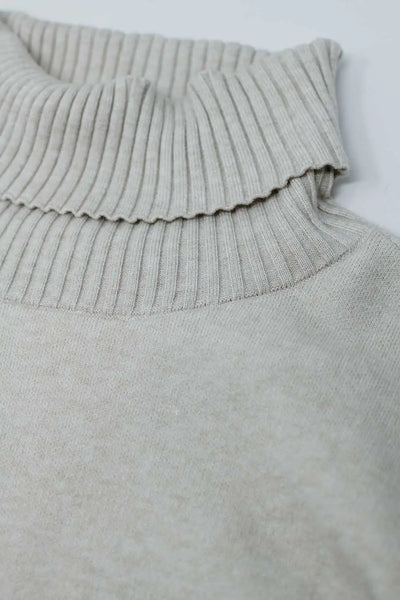 beige knitted long sleeves dress with high neck - One Size / Beige - Dresses