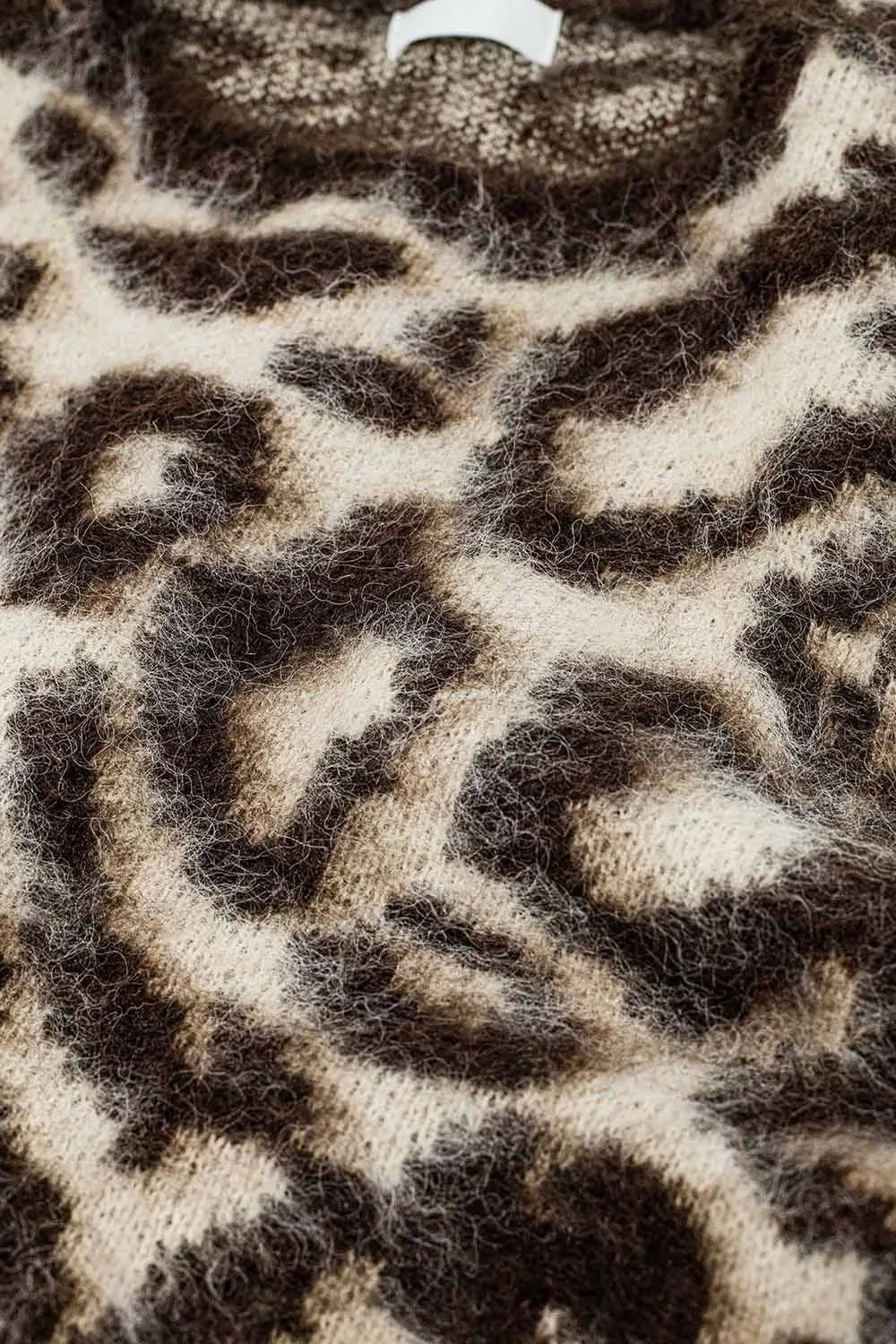 beige Leopard print sweater made of wool knitted - One Size / Brown - Sweaters