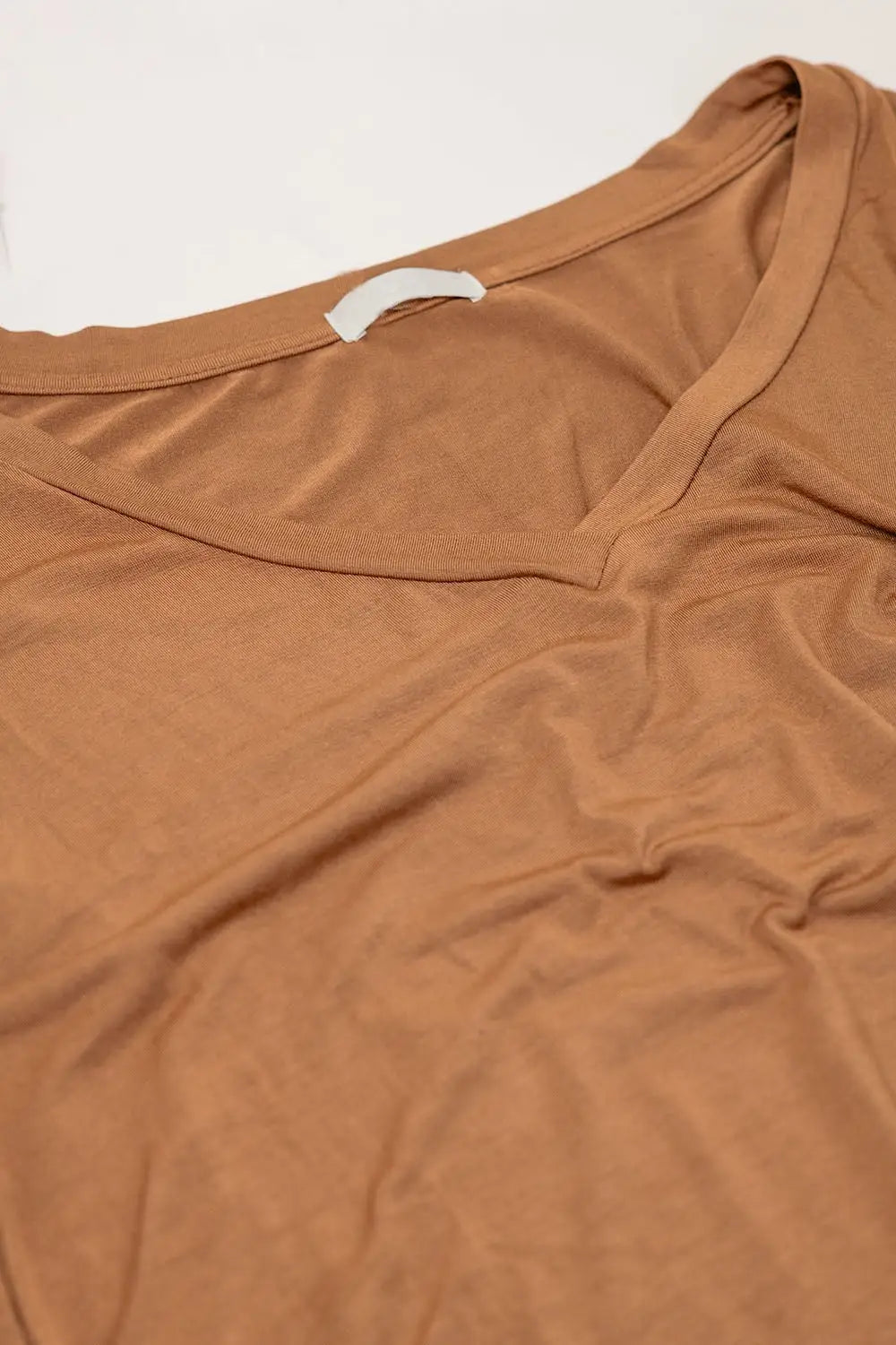 Brown long sleeve v neck top - One Size / Beige - Shirts