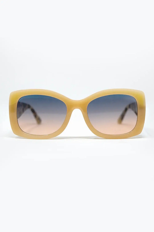 Q2 Beige Oversized Oval Sunglasses in Acetate