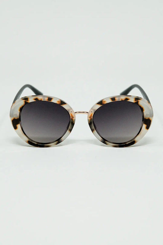 Beige Sunset Spot Oval Shaped Sunglasses - One Size / Beige - Sunglasses