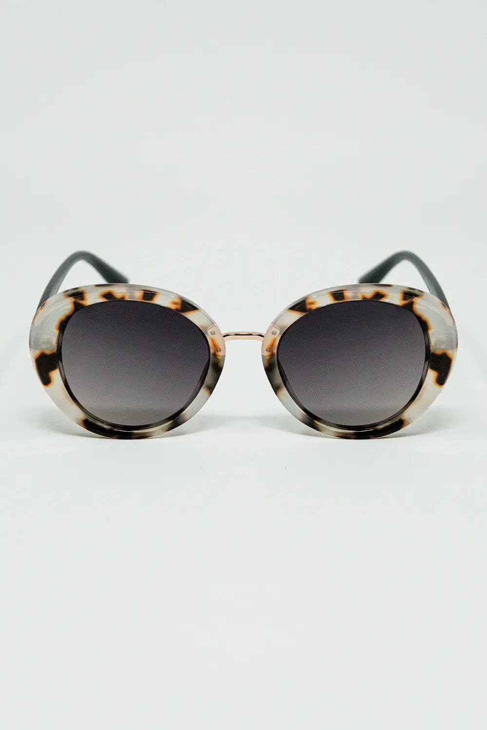 Q2 Beige Sunset Spot Oval Shaped Sunglasses