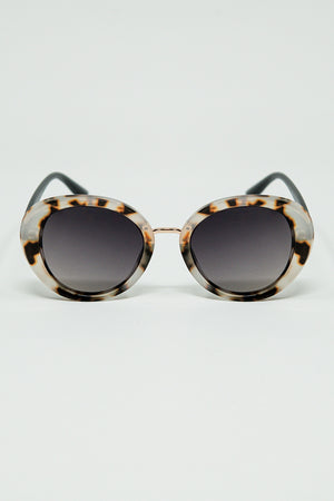 Q2 Beige Sunset Spot Oval Shaped Sunglasses