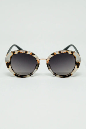 Q2 Beige Sunset Spot Oval Shaped Sunglasses
