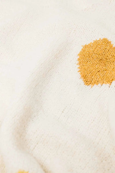 Beige Sweater with Hearts - One Size / White - Sweaters
