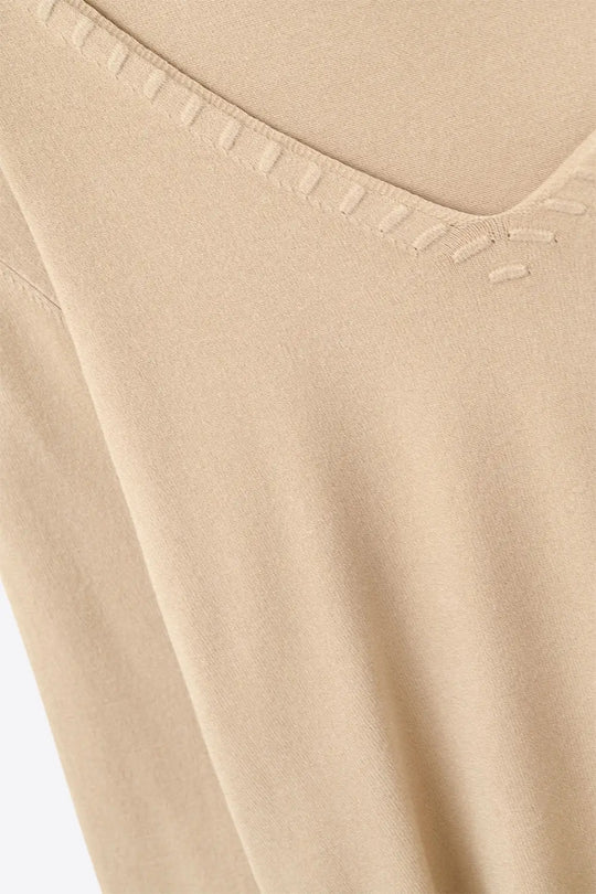 Beige sweater with V neckline - One Size / Beige - Sweaters