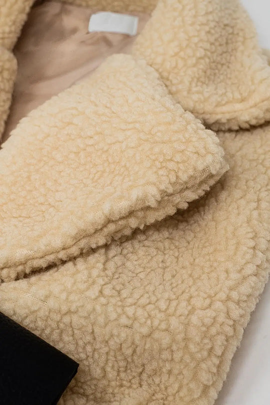 Beige teddy vest with button closure - One Size / Beige - Coats and Jackets