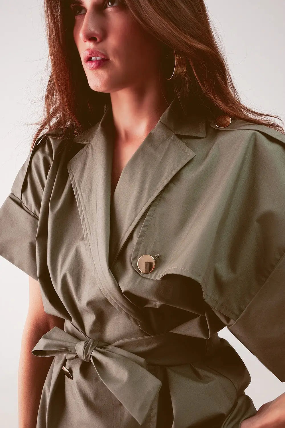 Belted jacket with drop shoulder in khaki - Coats and Jackets