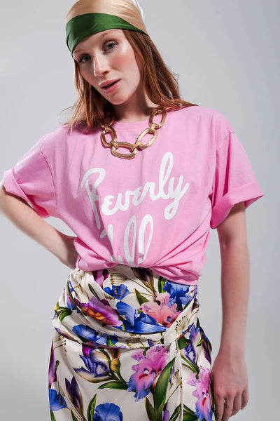 Beverly Hills t shirt in pink - One Size / Pink - Tops