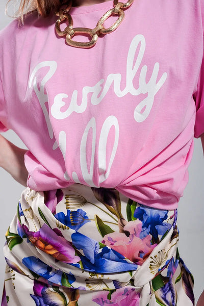 Beverly Hills t shirt in pink - One Size / Pink - Tops
