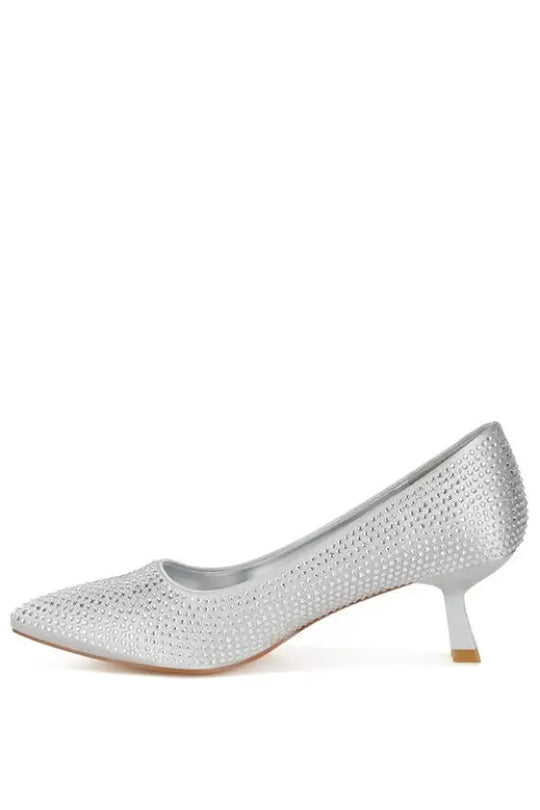 Dinah Rhinestones Embellished Kitten Heel Pumps