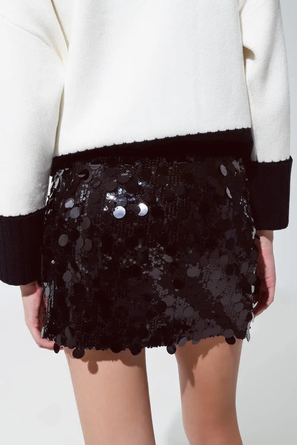 Big Sequin Mini Skirt in Black - Skirts