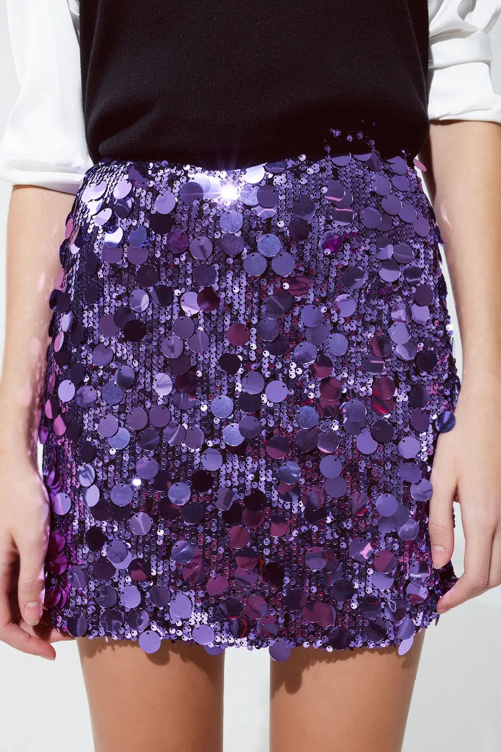Big sequin mini skirt in purple - Skirts