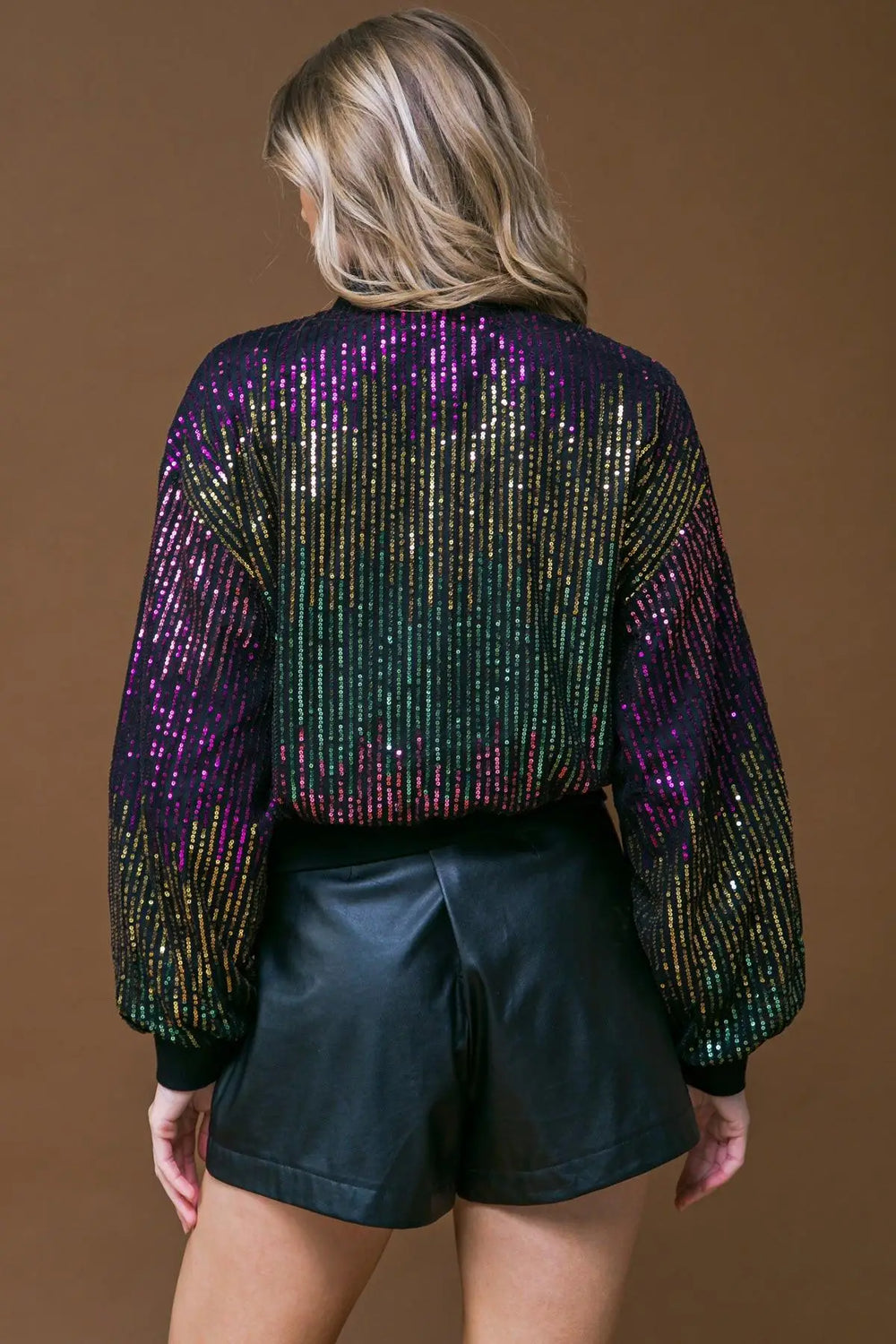 ENTERTAIN ME SEQUIN BOMBER JACKET - TOPS