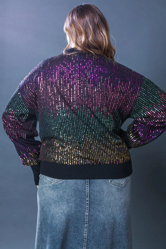 ENTERTAIN ME SEQUIN BOMBER JACKET - TOPS