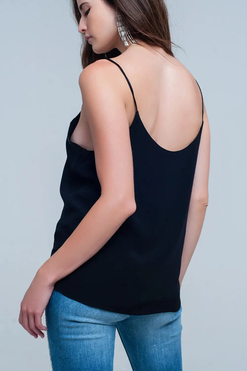 Black cami top with shiny pattern - Shirts