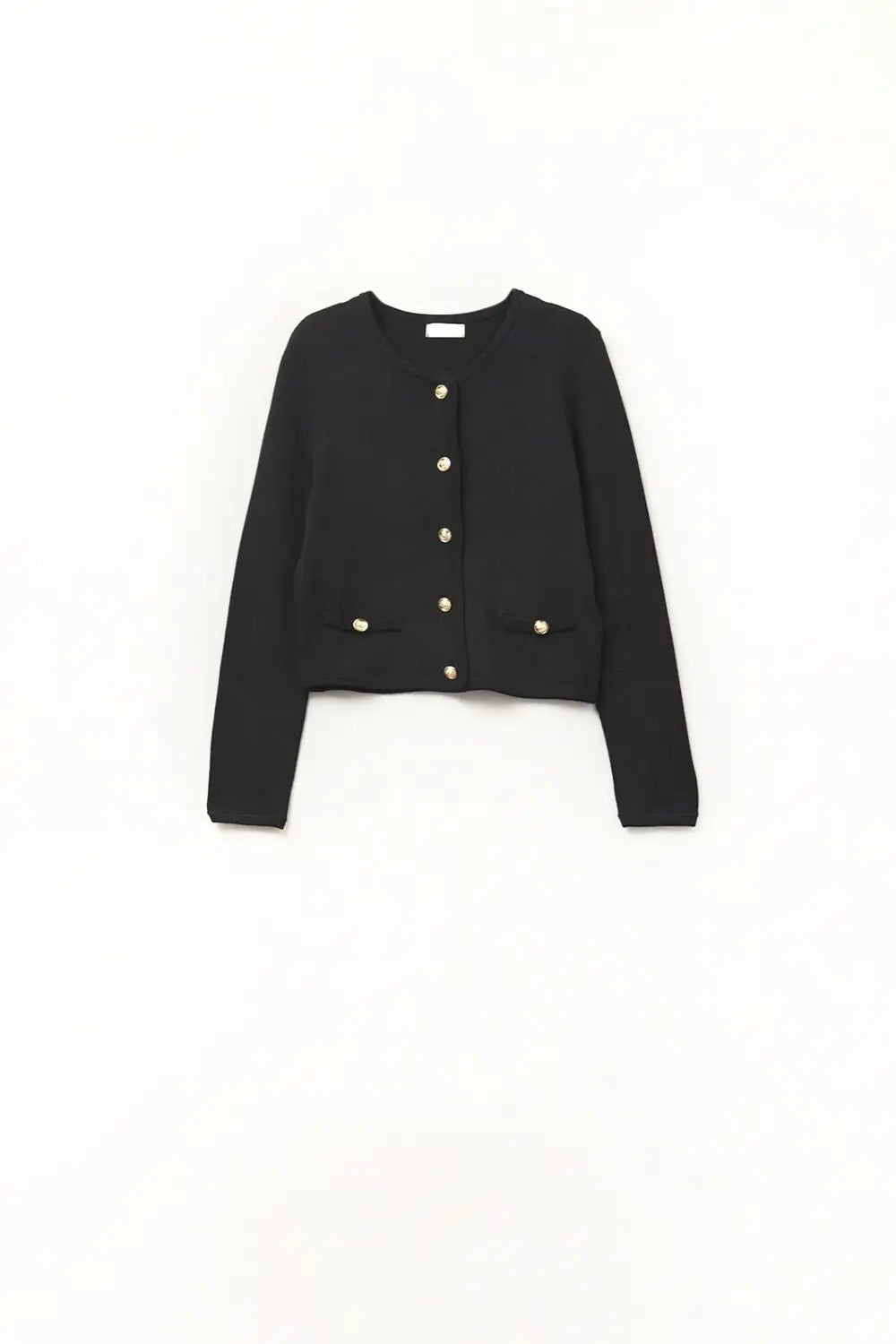 Q2 Black Cardigan with Gold Buttons