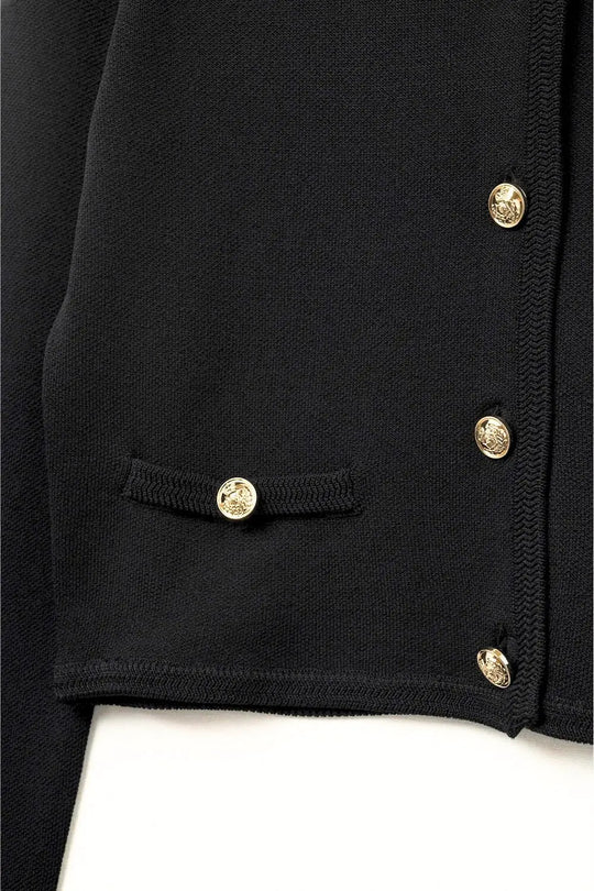 Black Cardigan with Gold Buttons - One Size / Black - Sweaters