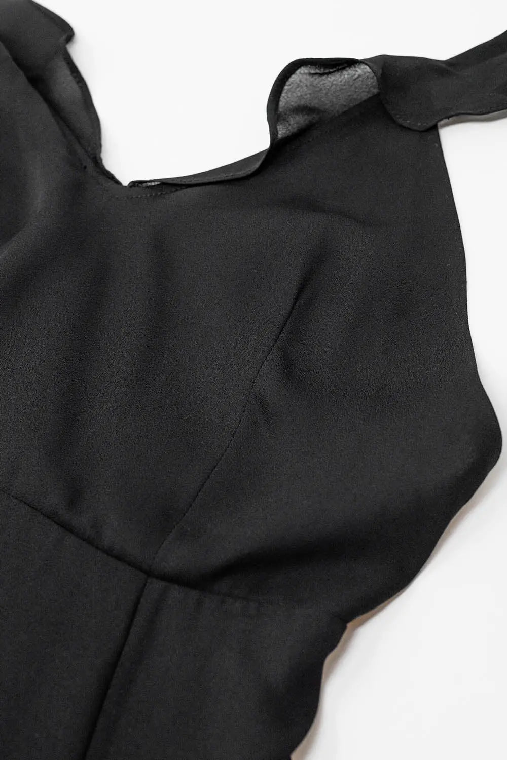 Black chiffon maxi dress with ruffles on the straps - Dresses