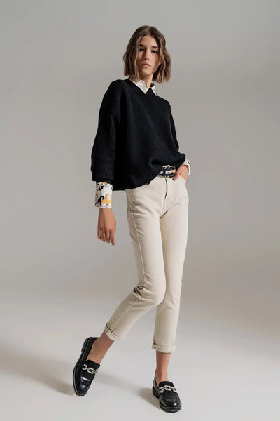 Black chunky knitted relaxed Jumper - Sweaters