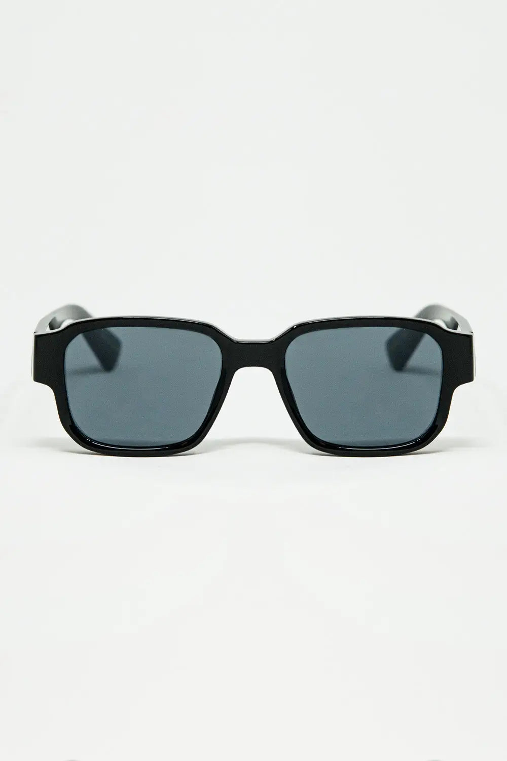 Q2 Black Chunky Square Sunglasses In Crystal Grey
