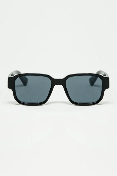 Q2 Black Chunky Square Sunglasses In Crystal Grey