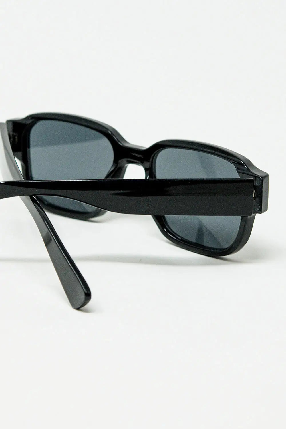 Black Chunky Square Sunglasses In Crystal Grey - One Size / Black