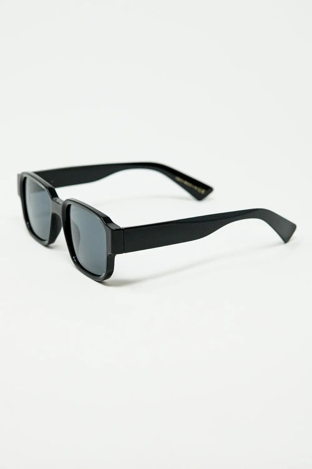 Black Chunky Square Sunglasses In Crystal Grey - One Size / Black