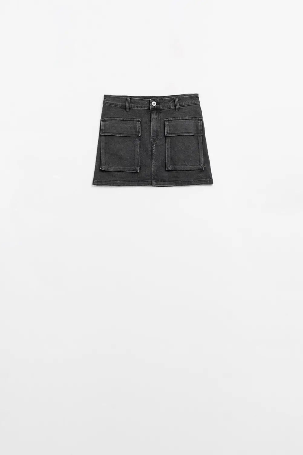 Black denim miniskirt with cargo pockets - Skirts