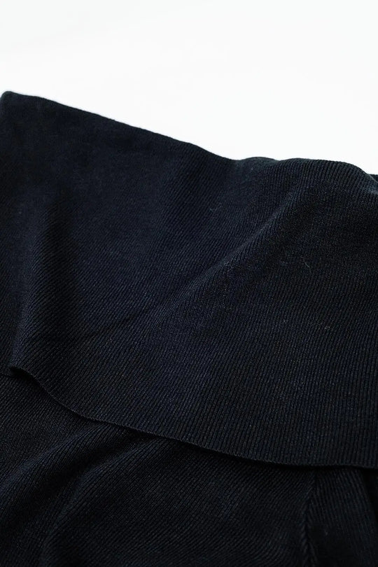 black fine knit sweater with wide boat neck - One Size / Black - Sweaters