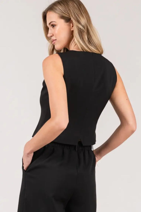 Black Fitted Vest - Shirts & Tops