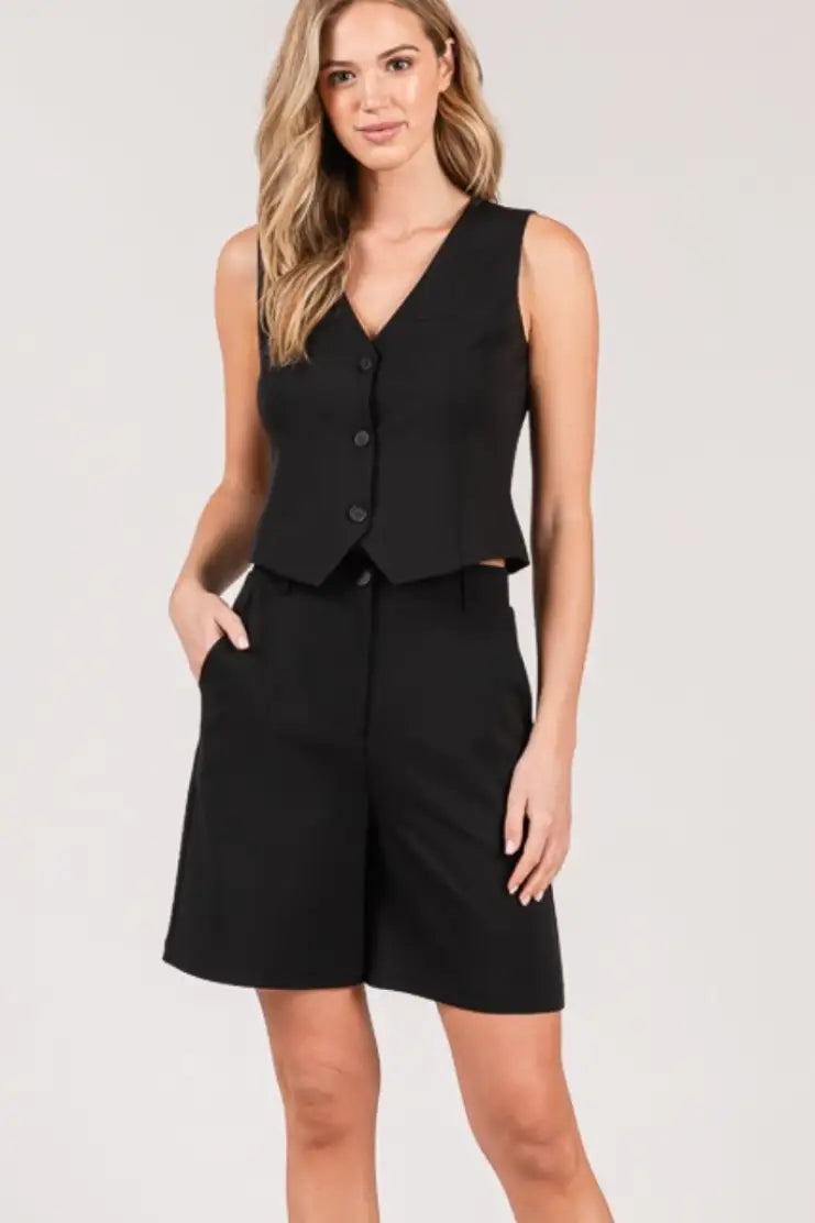 Black Fitted Vest - Shirts & Tops