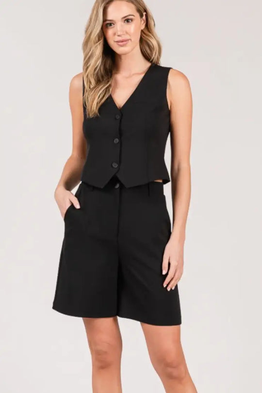 Black Fitted Vest - Shirts & Tops