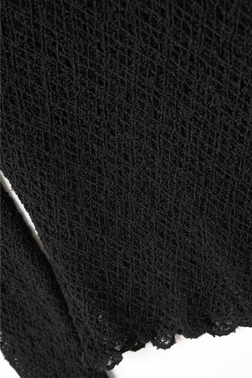 black flared long sleeve t-shirt in lace fabric - Shirts