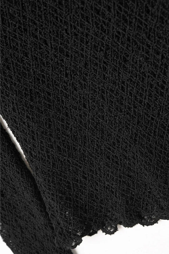 black flared long sleeve t-shirt in lace fabric - Shirts