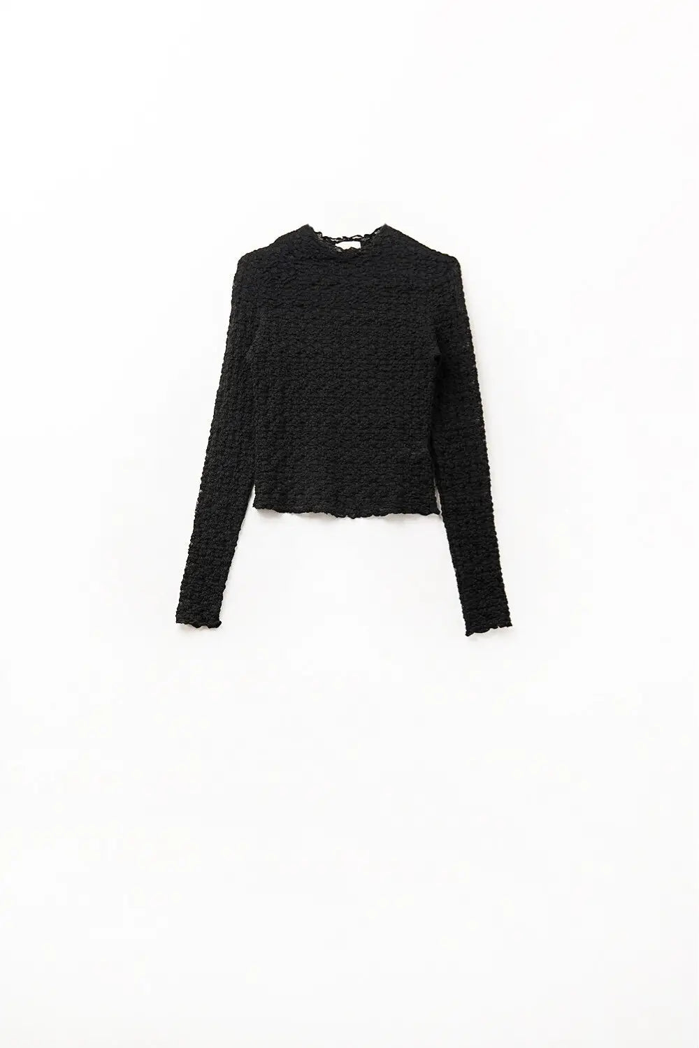 Q2 black floral see through long sleeve top