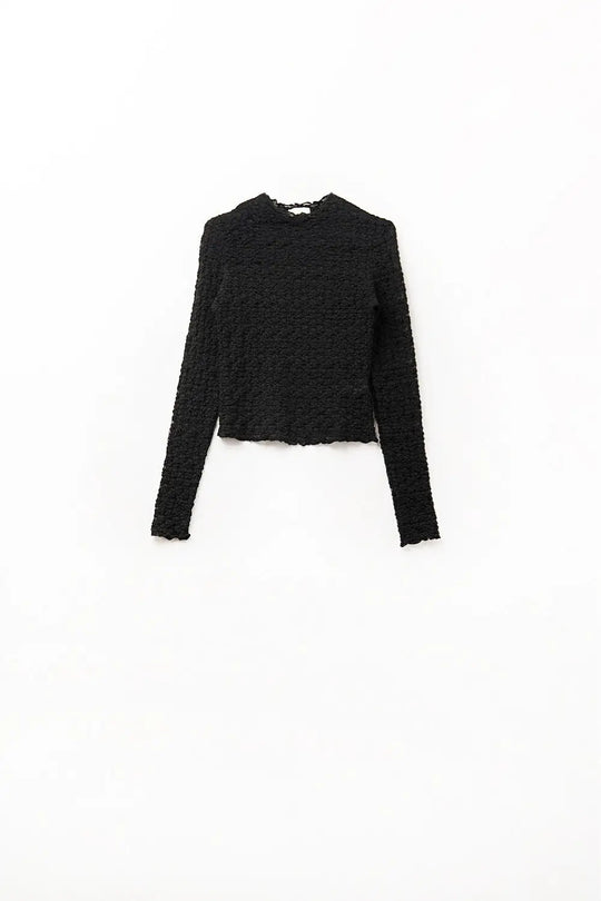 Q2 black floral see through long sleeve top