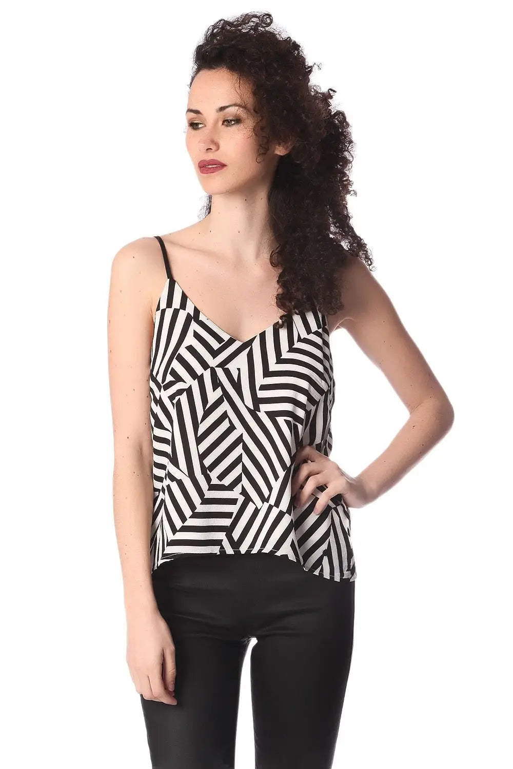 Black geo print cami top - Shirts
