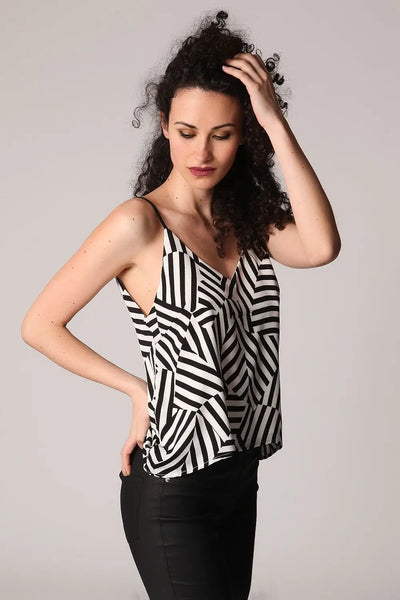Black geo print cami top - Shirts