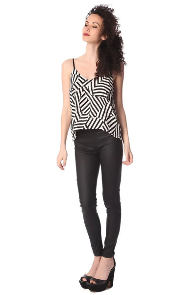 Black geo print cami top - Shirts