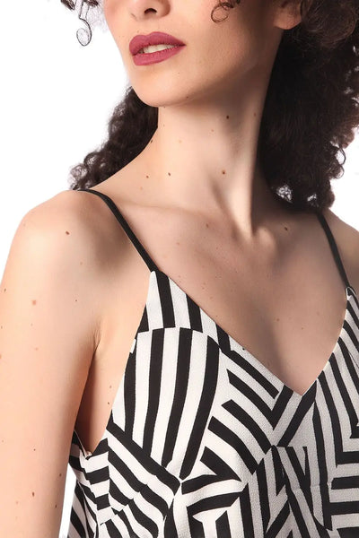 Black geo print cami top - Shirts