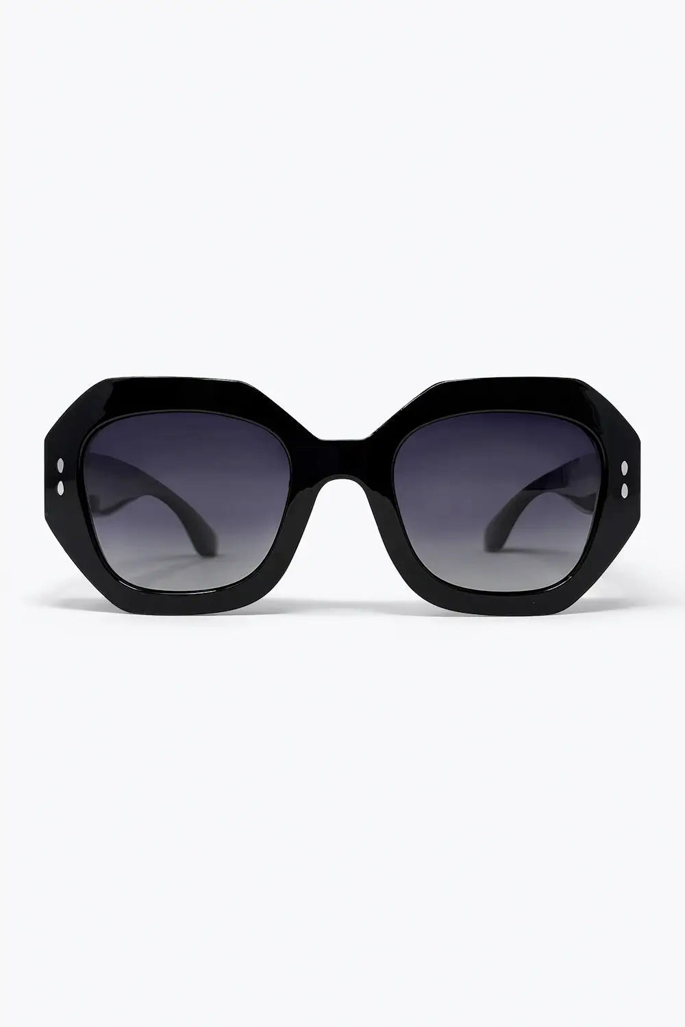Q2 Black Geometric Oversized Frame Gradient Lens Sunglasses