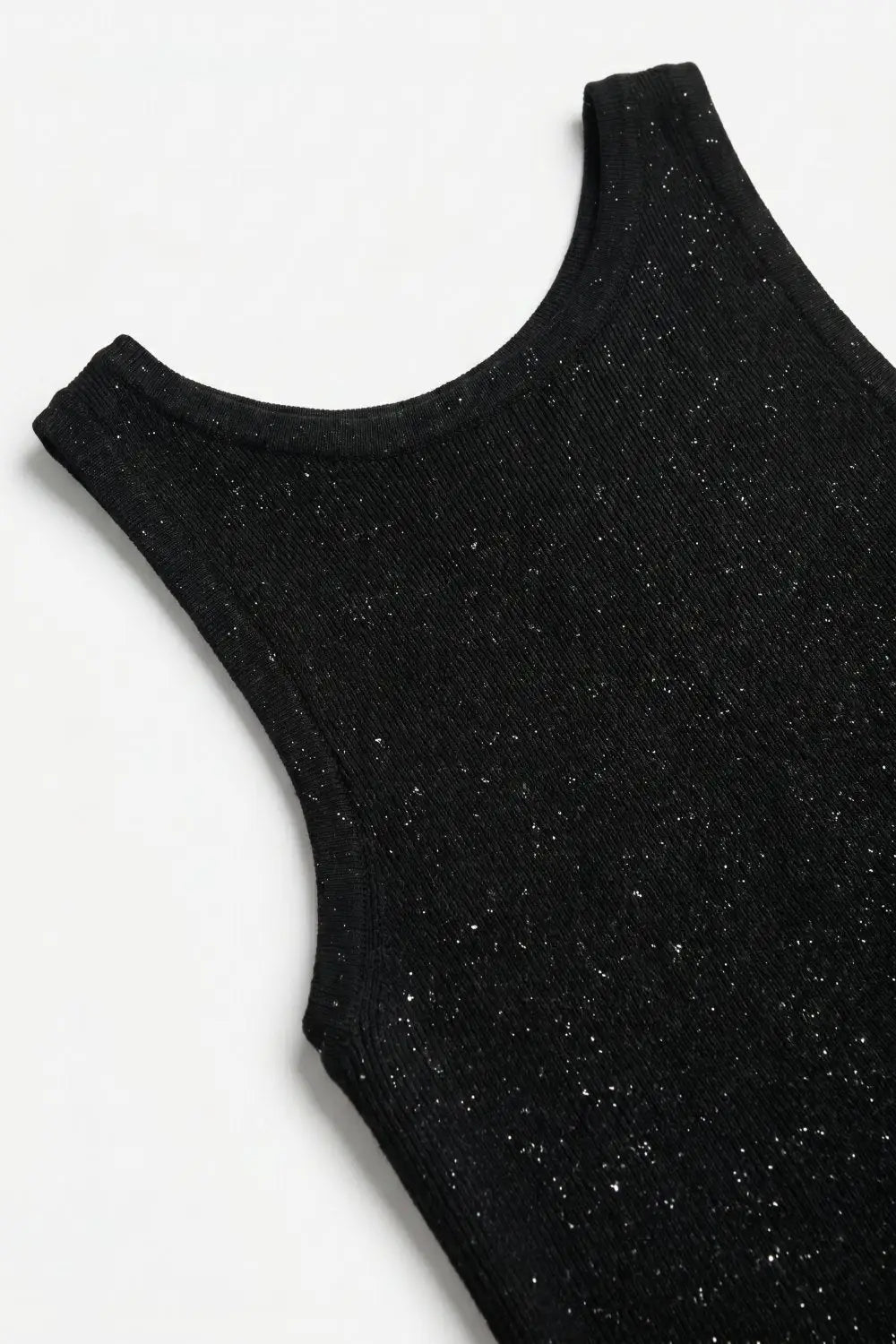 Black Glitter fine Knit Sleeveless Top - One Size / Black