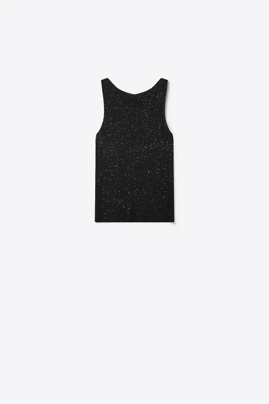 Q2 Black Glitter fine Knit Sleeveless Top