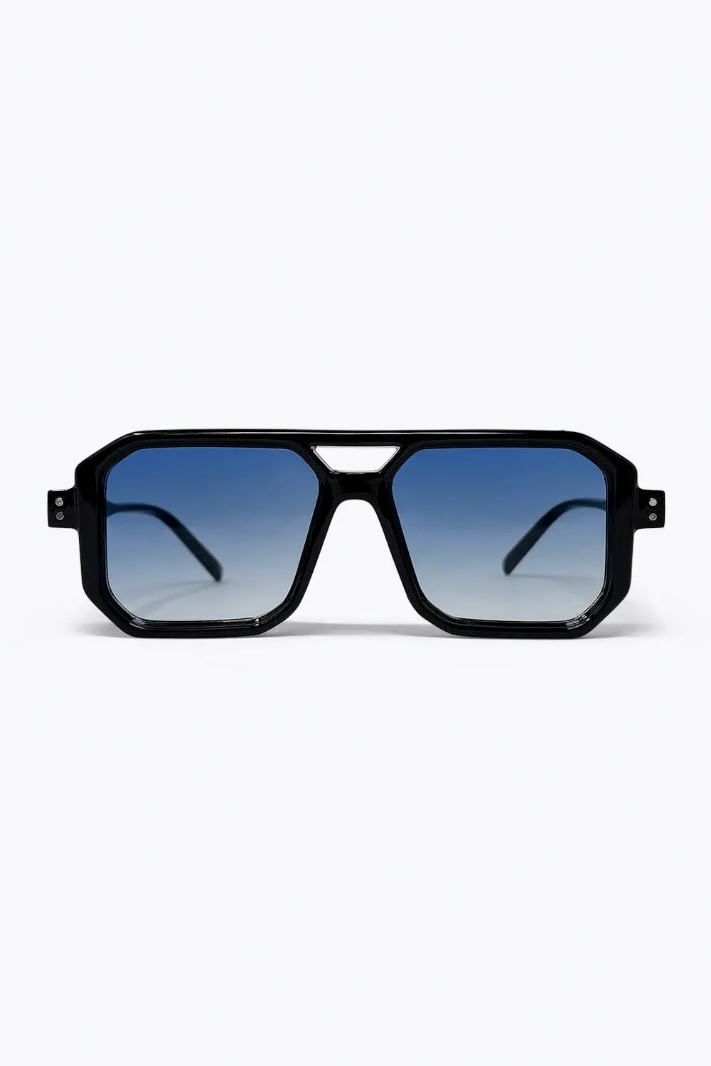 Q2 Black Gradient Blue Oversize Square Frame Sunglasses