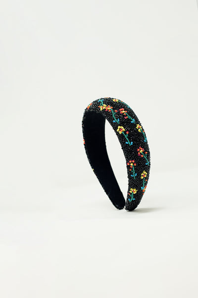 Black headband with bead embellishments