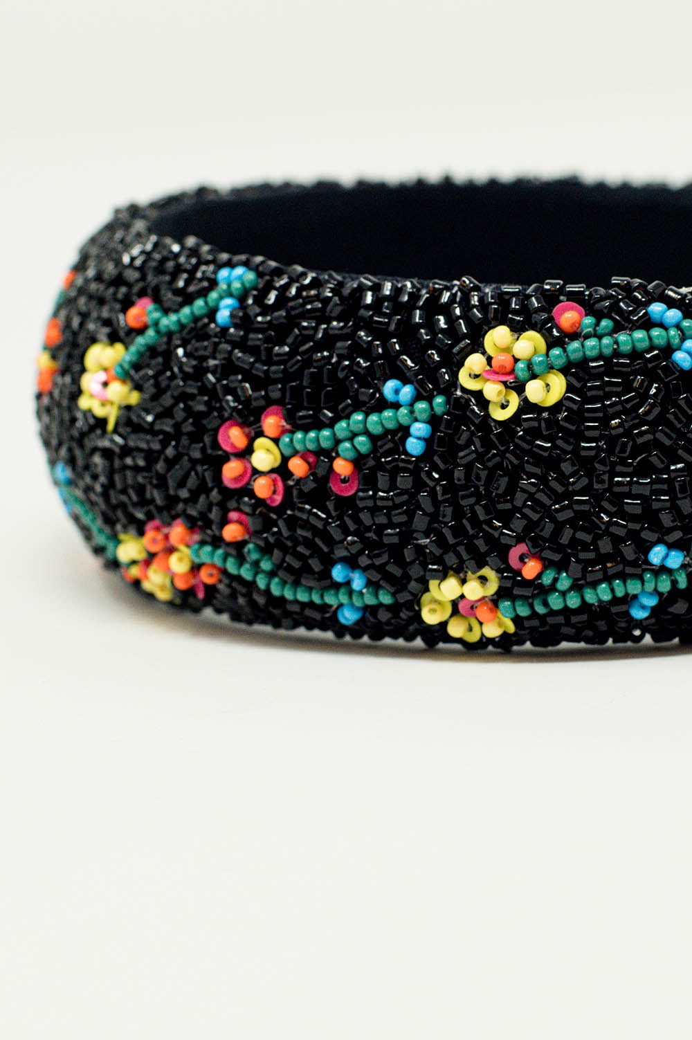 Black headband with bead embellishments